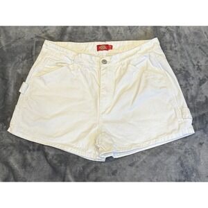 Dickies‎ Girl Shorts Womens 9 White Carpenter High Rise Utility Workwear Cotton